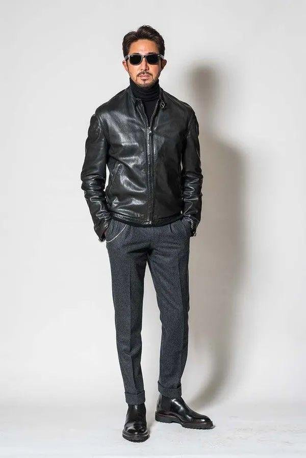 Dress Pants Leather Coat 7