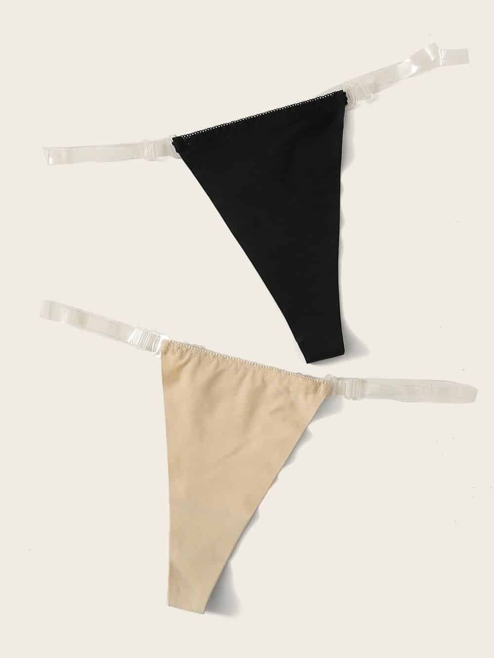 Clear Strap Trim Thong Panty Set – Shanghai Garment