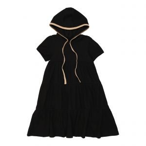 black tiered short sleeve dress