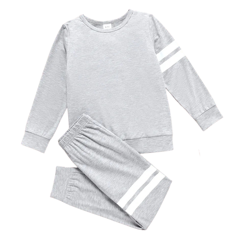 2pcs kid boy striped long sleeve tee and elasticized pants casual set