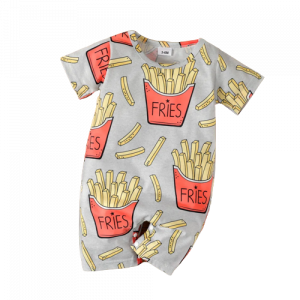 baby boy allover french fries print short sleeve romper