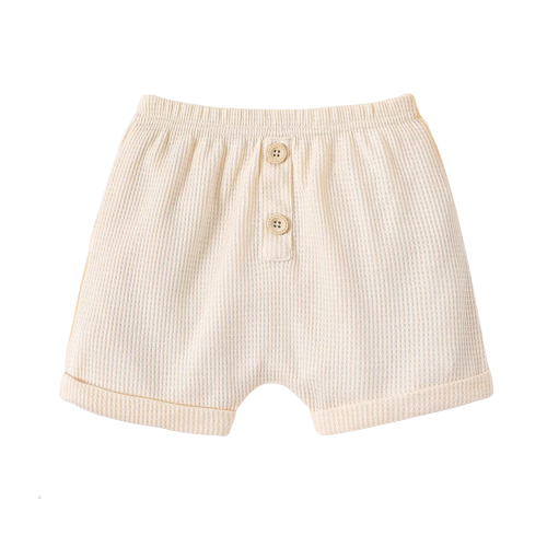 baby boy button design solid waffle textured shorts