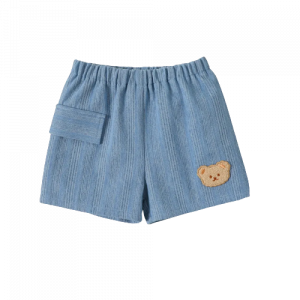 baby boy cartoon bear design textured pull on shorts