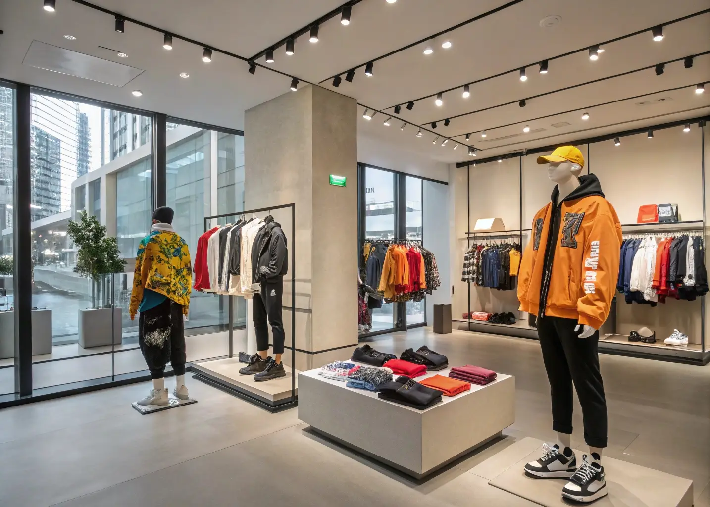 Modern fashion store with stylish clothing display