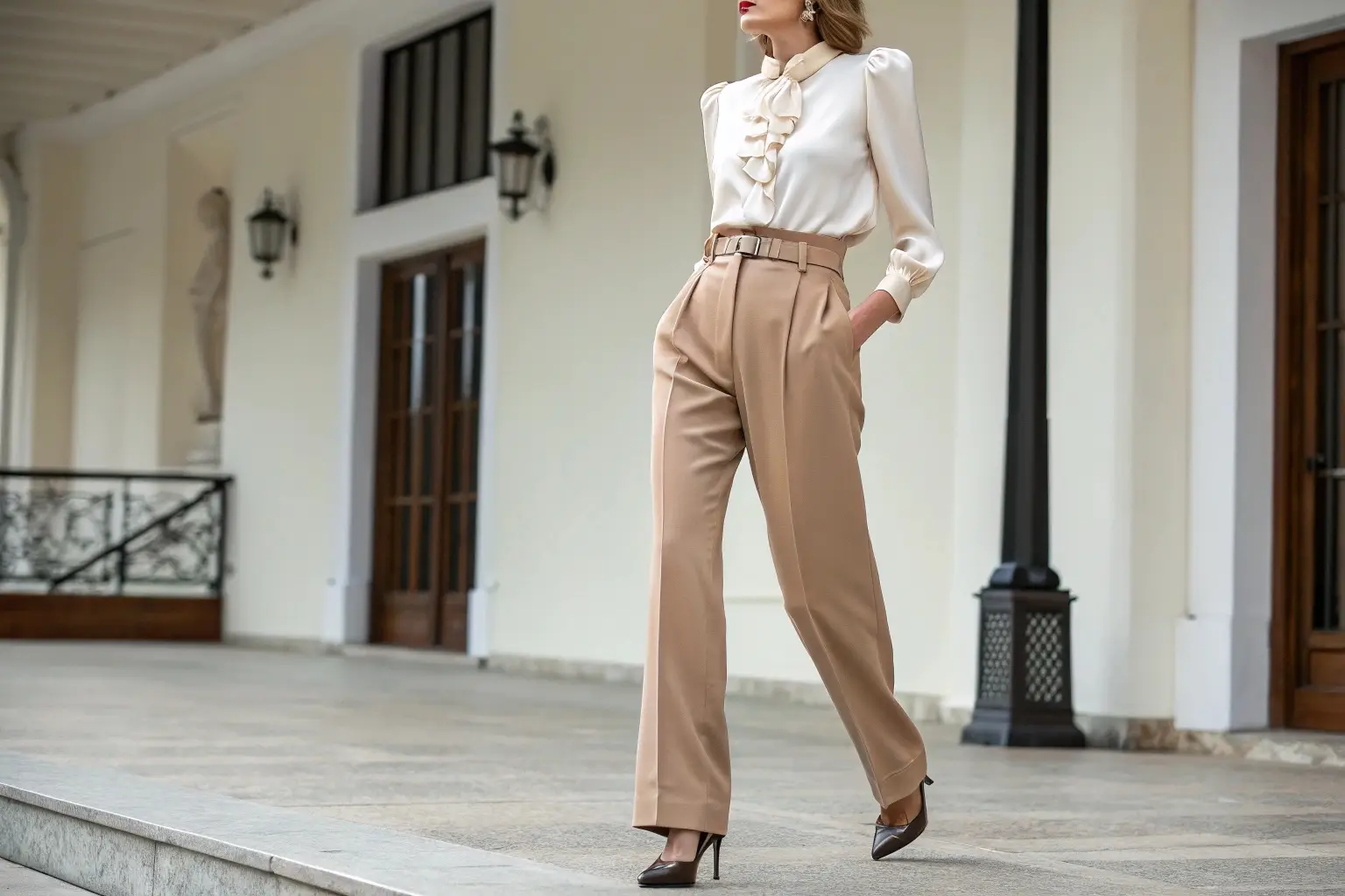 Elegant women's high-waisted trousers, perfect for business or formal wear