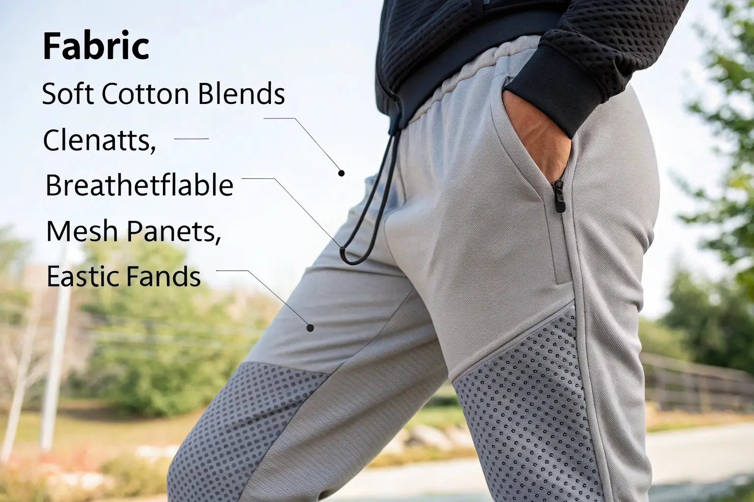 Stylish athletic joggers with breathable mesh panels and zip pockets