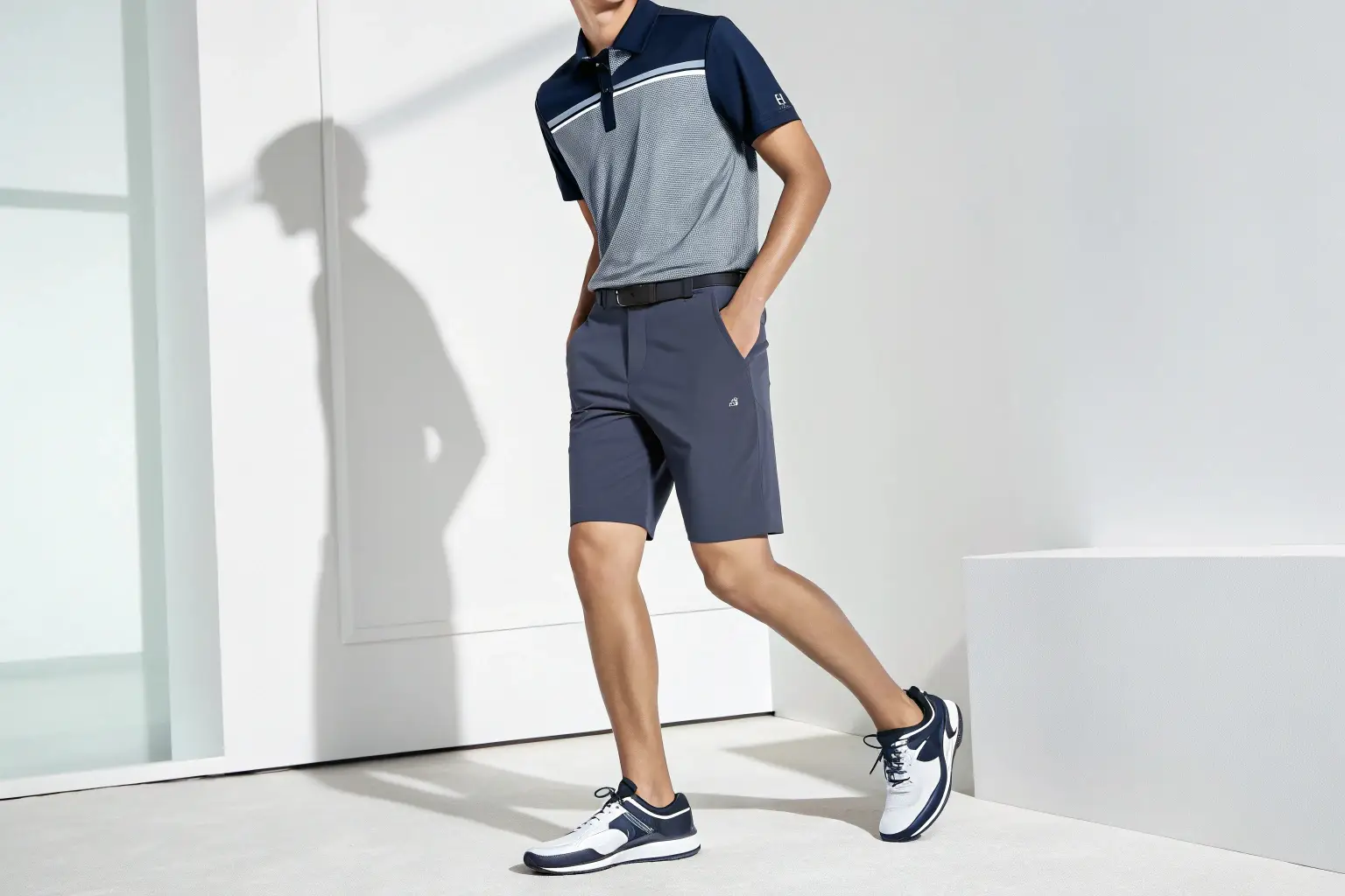 Men's golf shorts and polo shirt, stylish and breathable sportswear