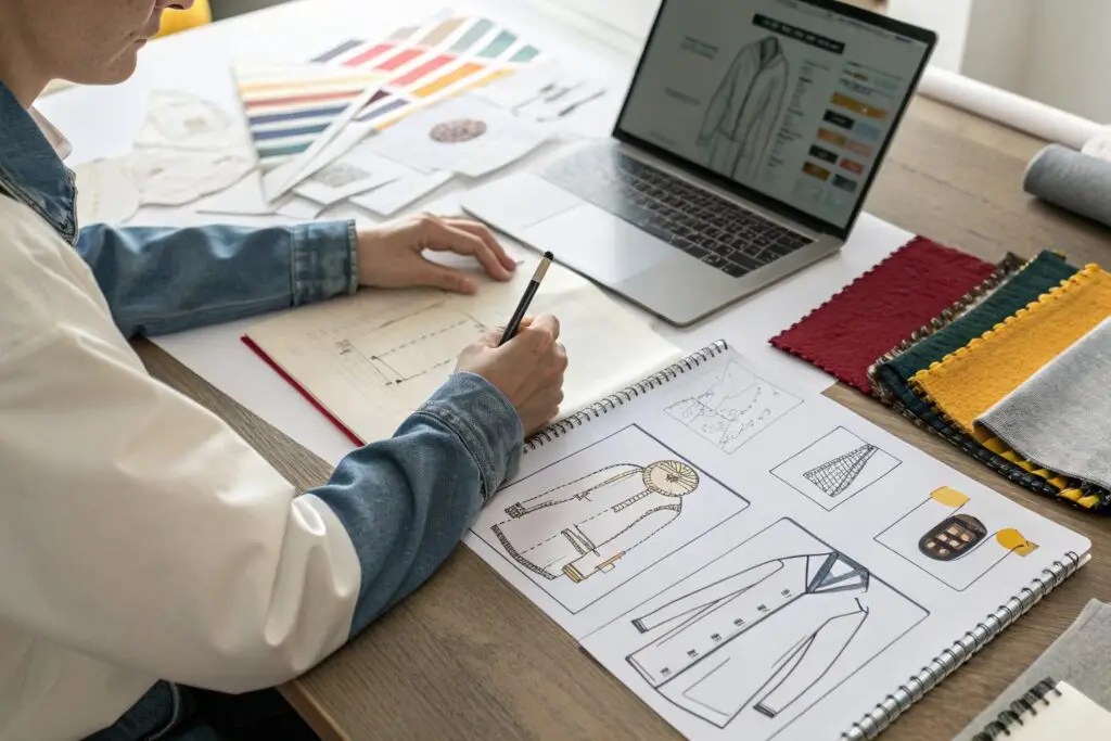 a-designer-at-a-desk-preparing-a-tech-pack-with-s