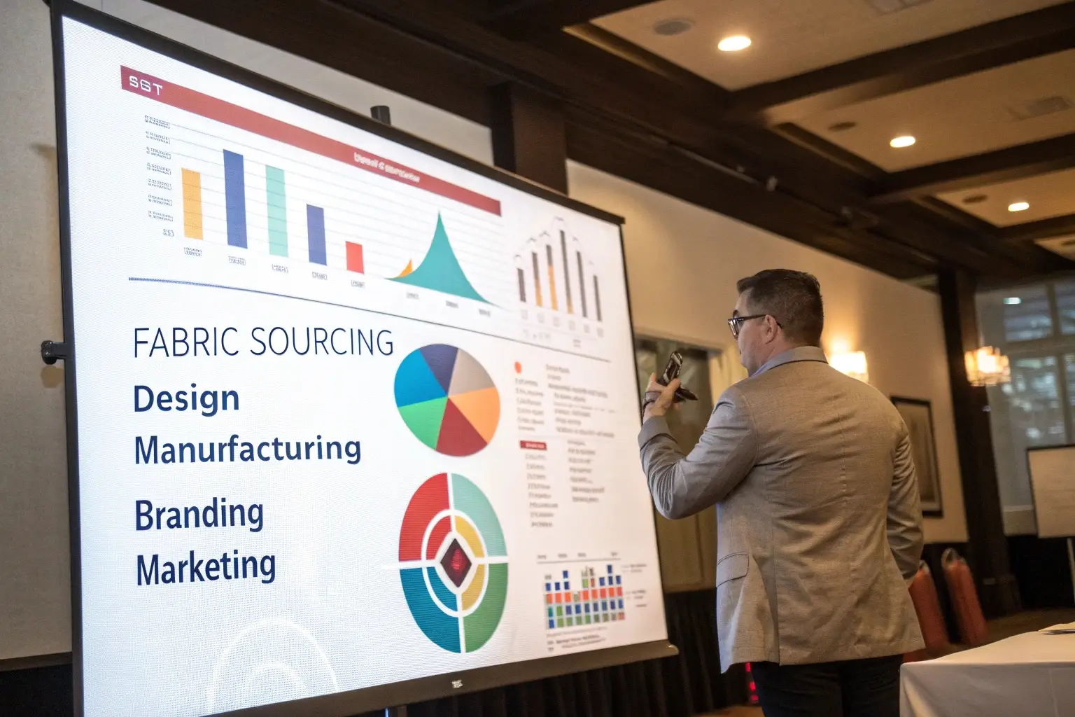 Business presentation on fabric sourcing and branding
