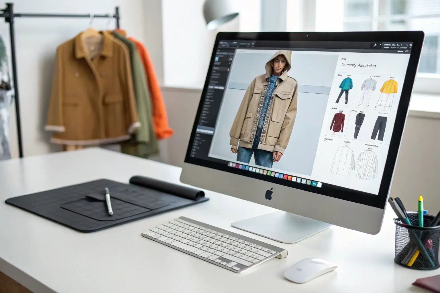 Digital fashion design on computer screen