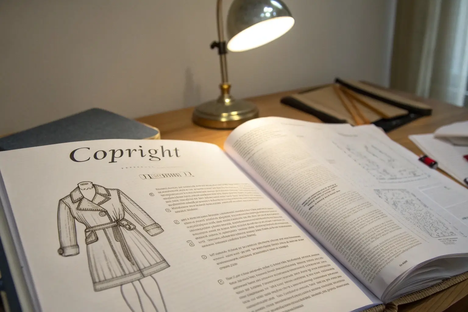 Fashion design copyright document on desk