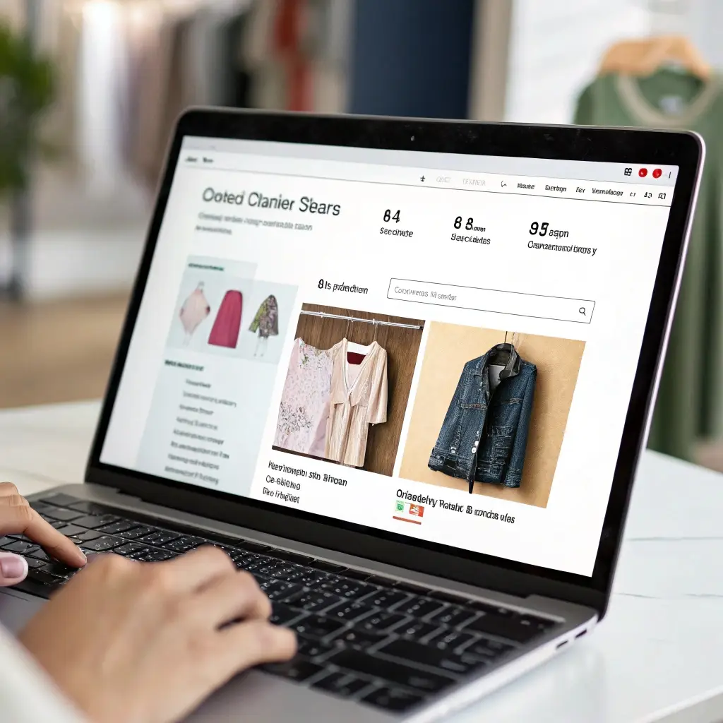 Online clothing store displayed on a laptop screen