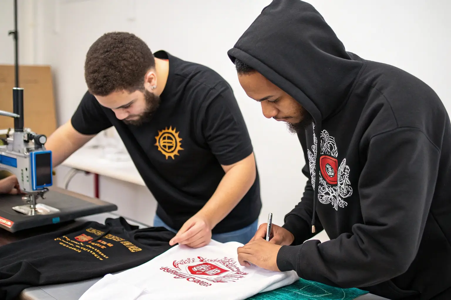Custom hoodie printing, high-quality garment design process