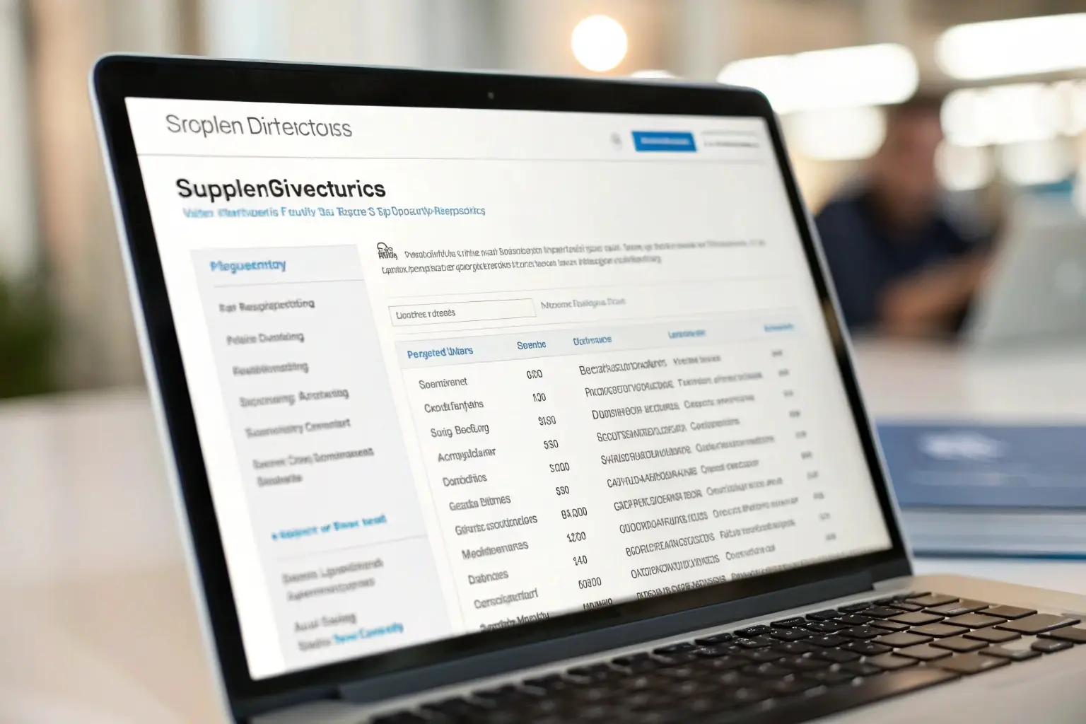 Online supplier directory for business sourcing and procurement
