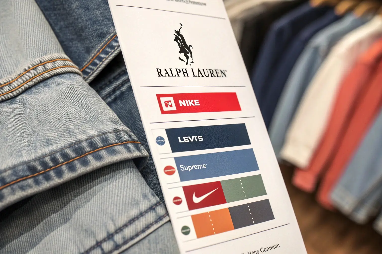 Fashion brand comparison chart, denim and apparel industry