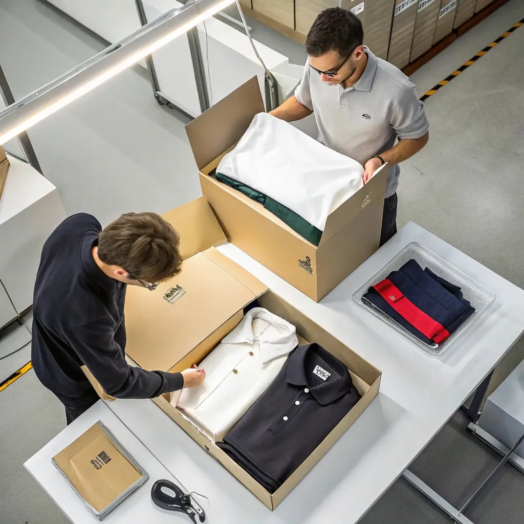 Packing customized clothing orders, ready for global shipment