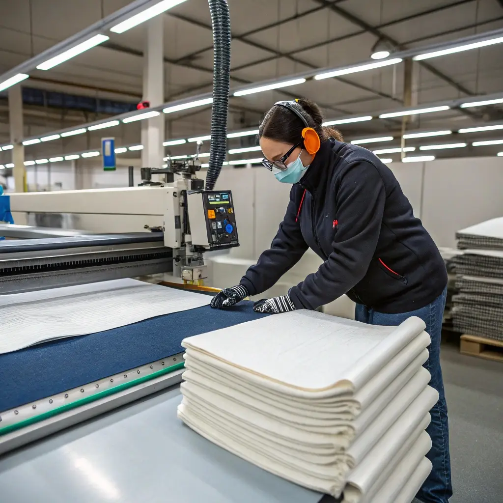 Fabric cutting process, industrial clothing production