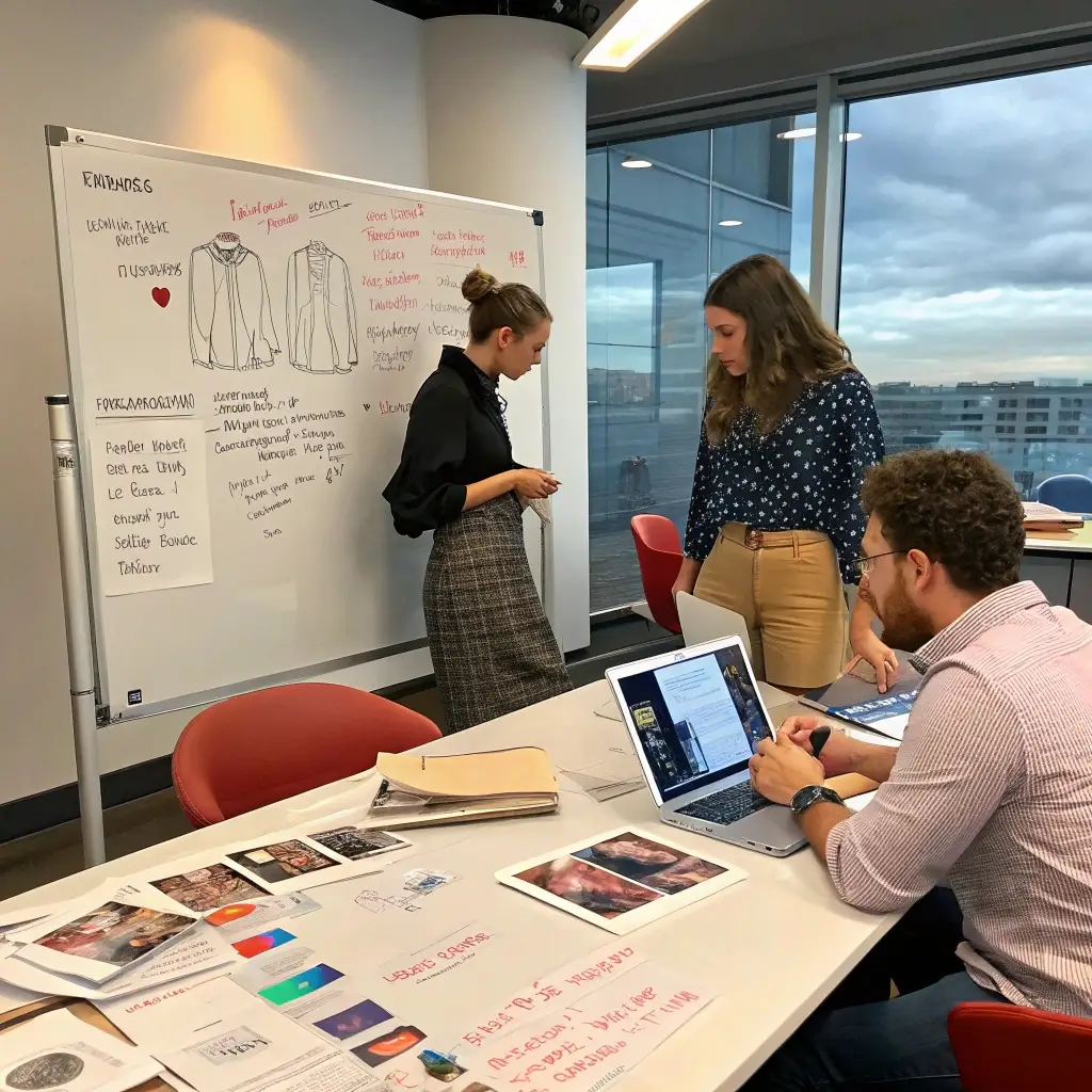 Fashion startup team, clothing brand strategy meeting