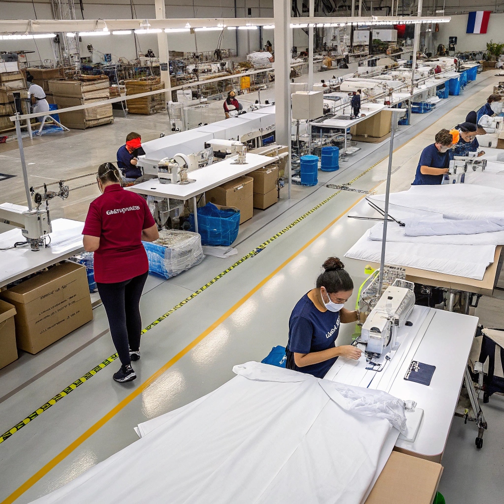 Workers engaged in garment manufacturing at a clothing factory