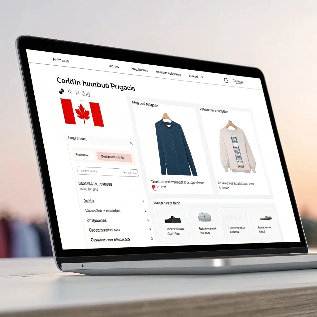 Entrepreneur browsing a Canadian-based dropshipping platform for clothing products, displaying items ready for dropshipping.
