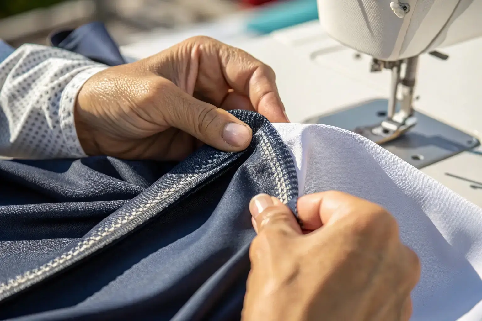 Close-up of high-quality stitching on fabric