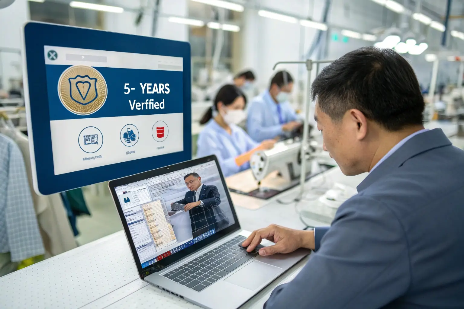 Clothing factory quality control, verified supplier, digital monitoring