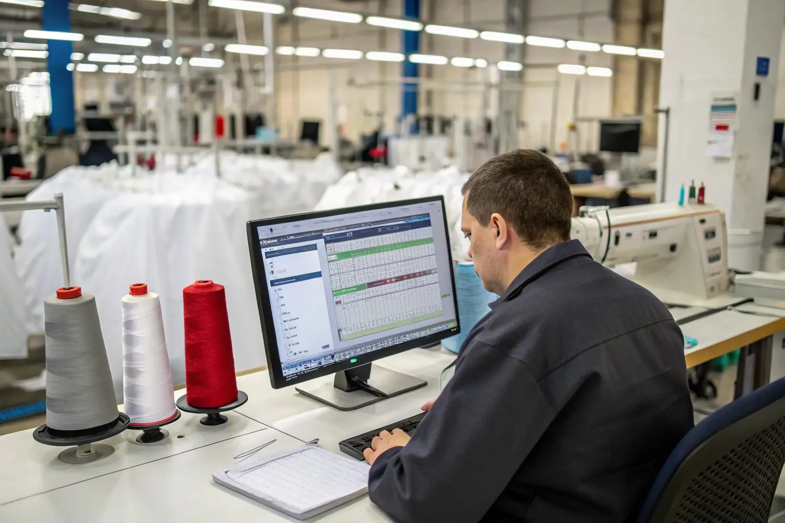 Garment factory production management, worker monitoring system