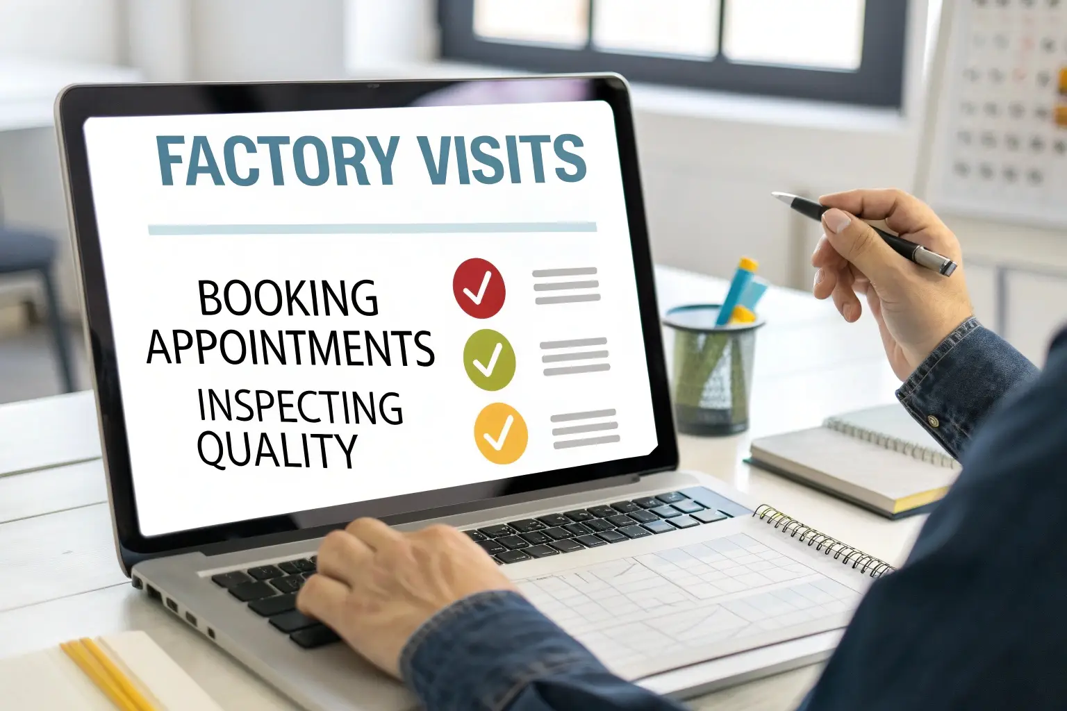 Factory visit checklist including booking appointments and quality inspection