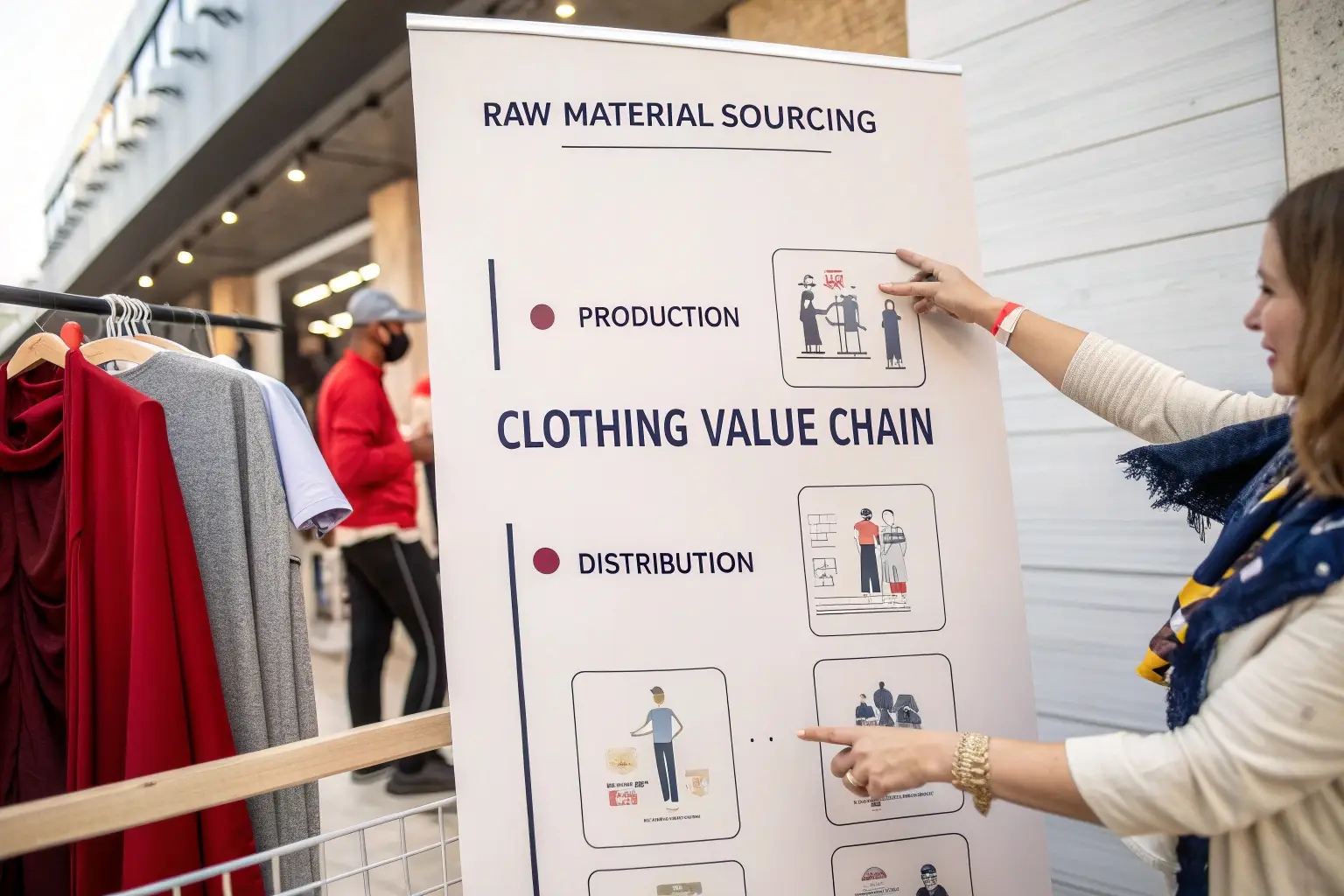 Clothing value chain, raw material sourcing and production