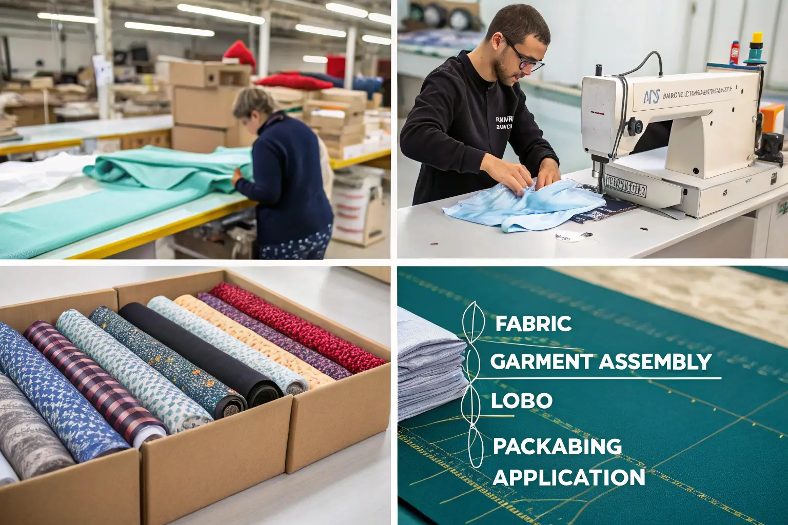 Fabric selection, garment assembly, and packaging process in clothing manufacturing