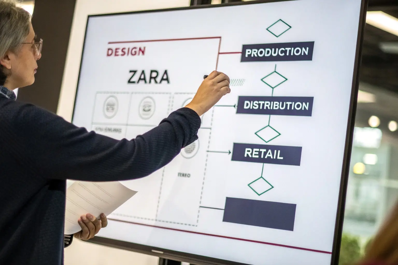 Zara supply chain presentation with production flowchart