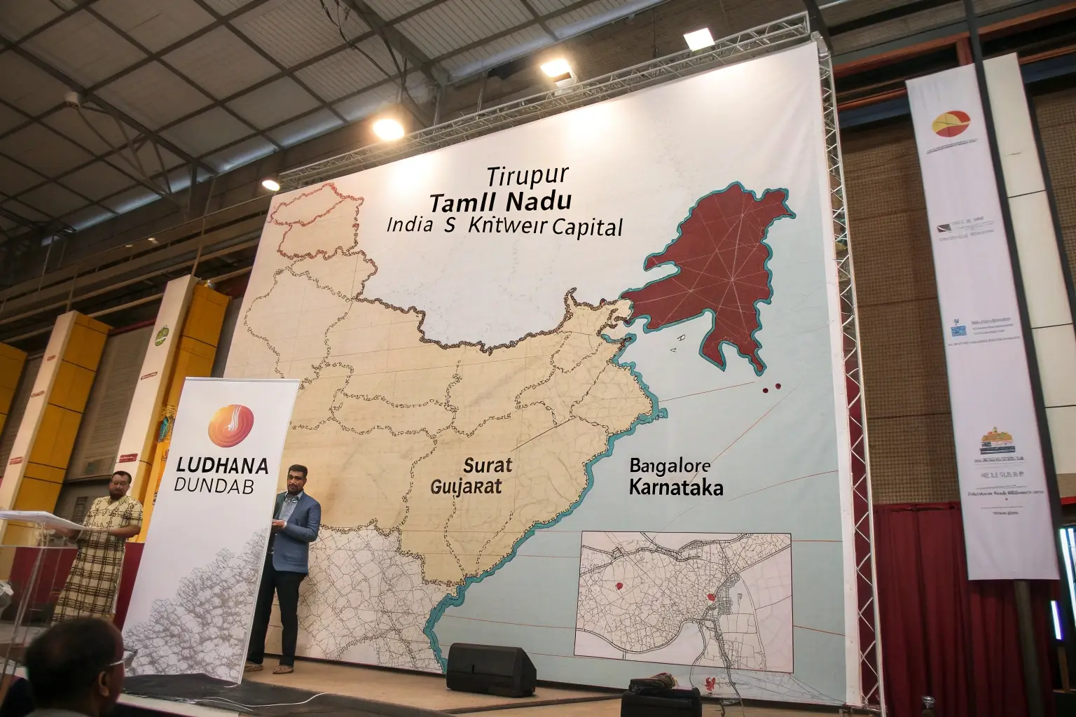 Map showcasing India's major textile and knitwear hubs