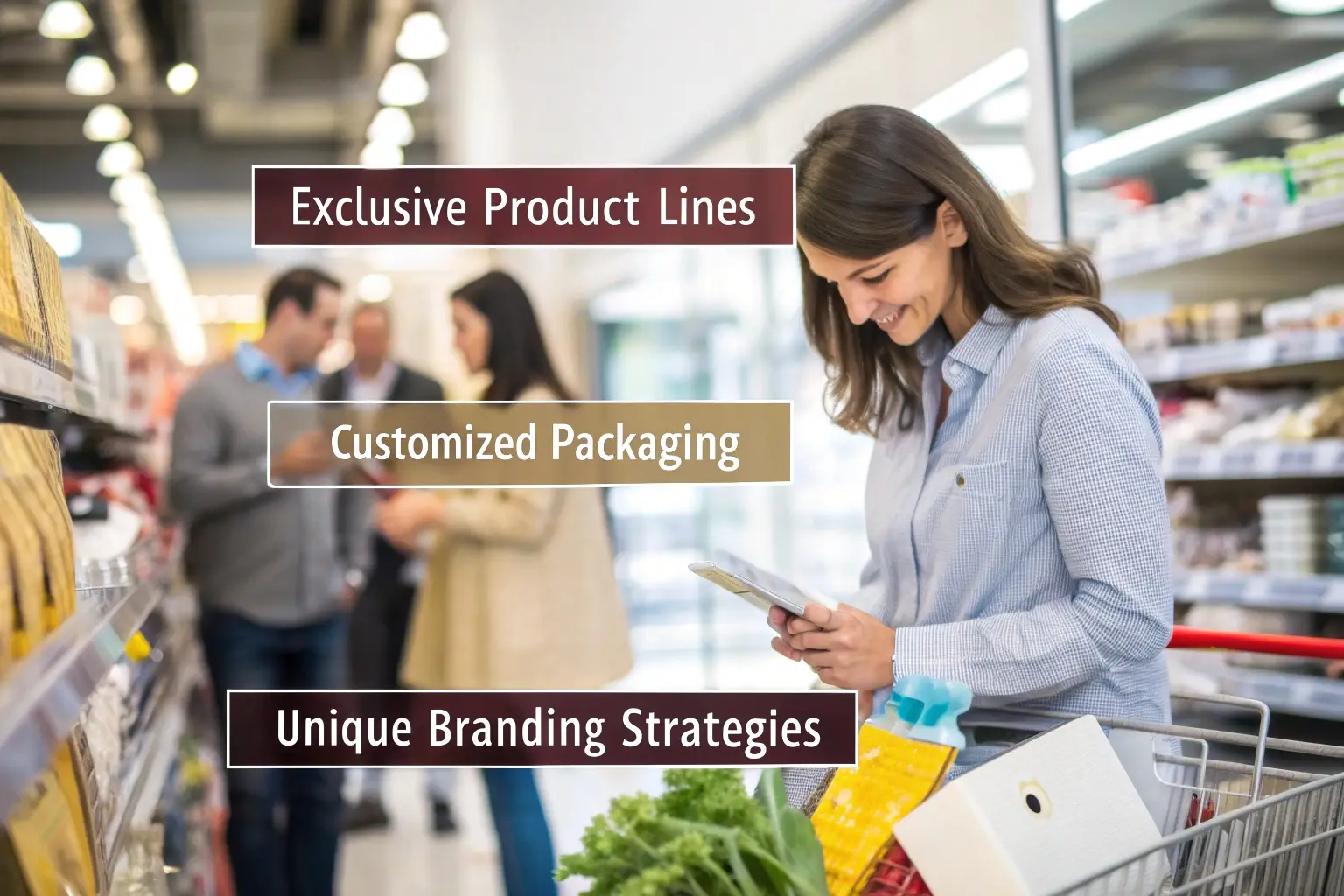 Shopper exploring exclusive product lines and customized packaging