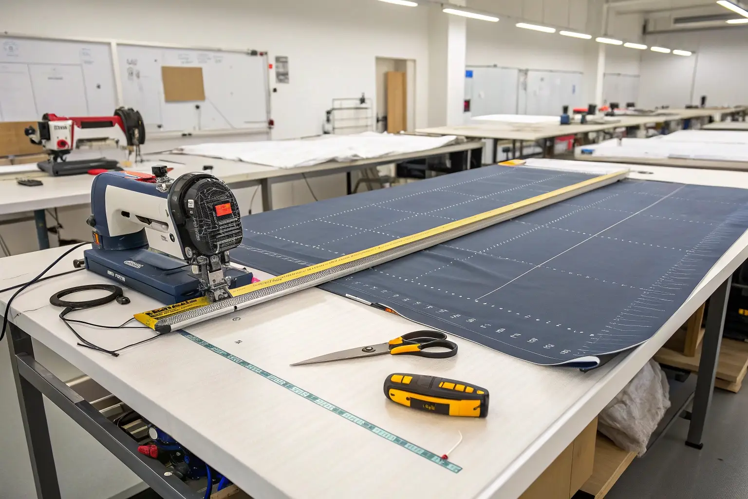 Fabric cutting machine in garment factory, precision cutting tools