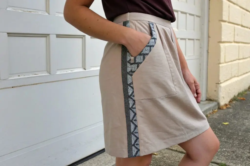 Side seam pockets on a stylish skirt, functional and modern