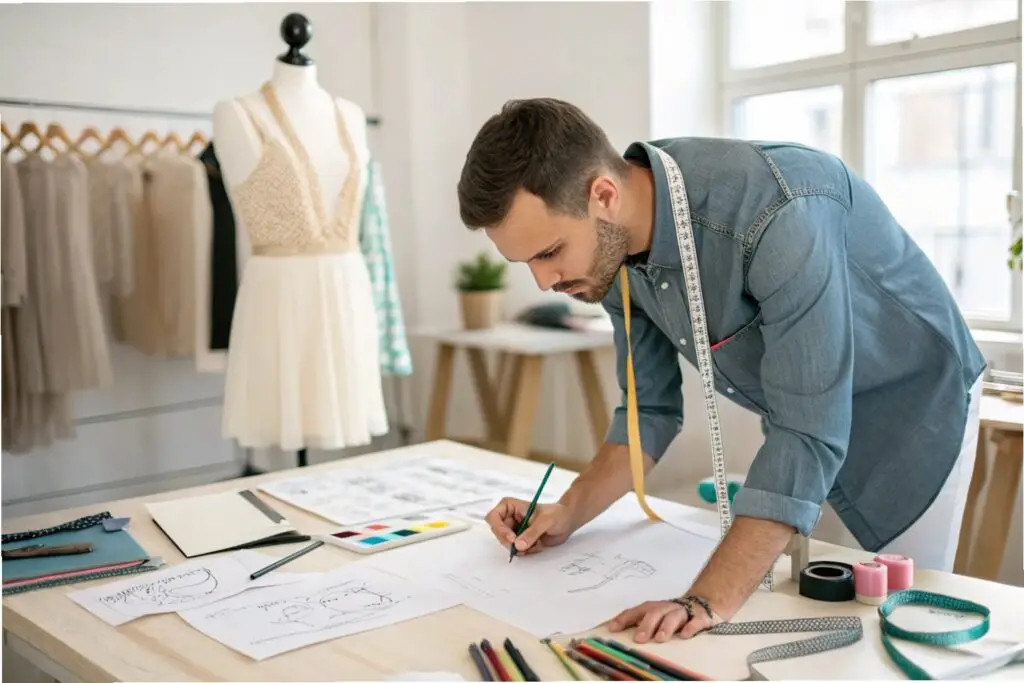 Professional fashion designer in a creative studio