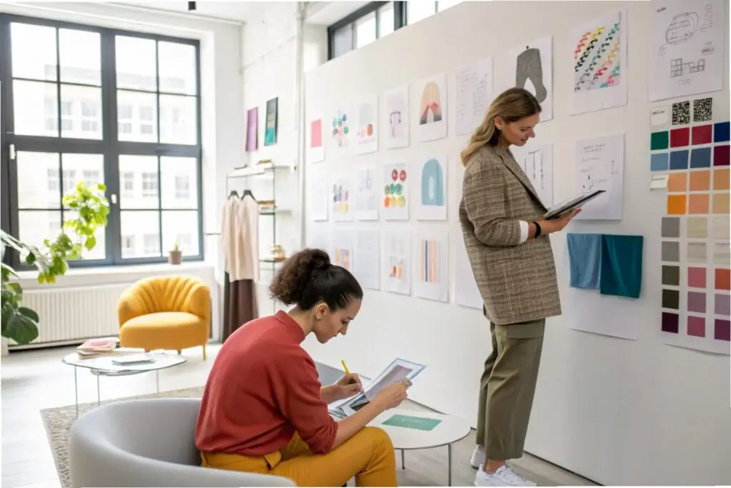 Fashion entrepreneurs brainstorming a collection