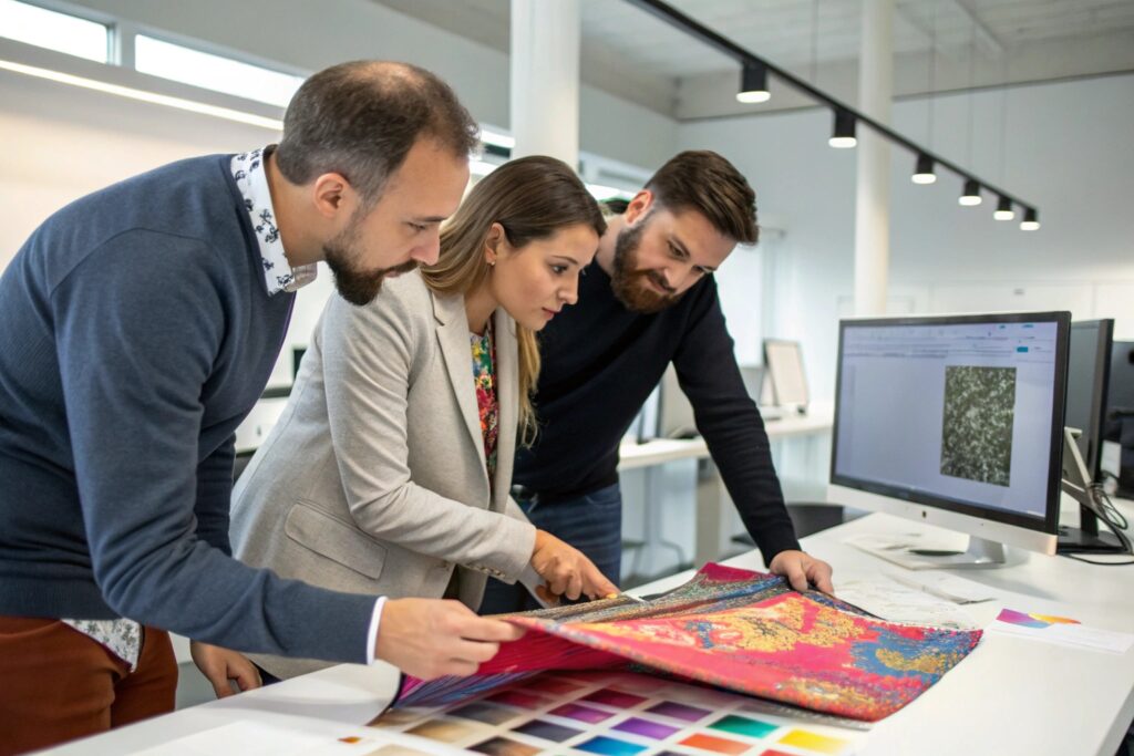 Fabric development process from strike-offs to bulk production