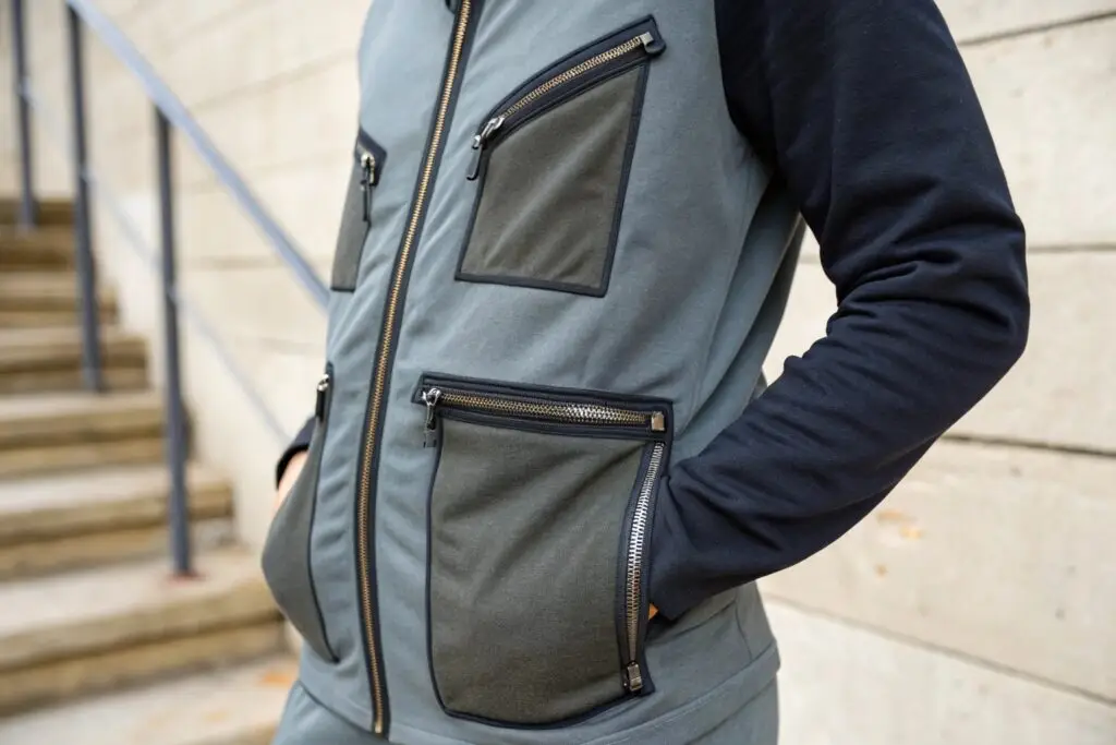 Jacket with zippered pockets, secure storage design