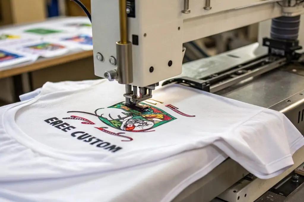 Digital machine printing colorful custom design on t-shirt