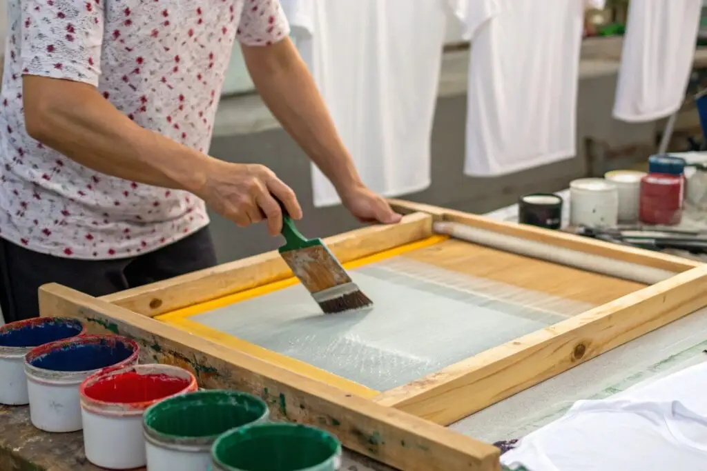 Applying emulsion to a screen for screen printing preparation