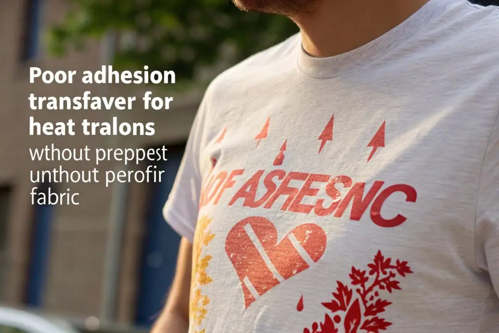 Close-up of a t-shirt with a peeling heat transfer print