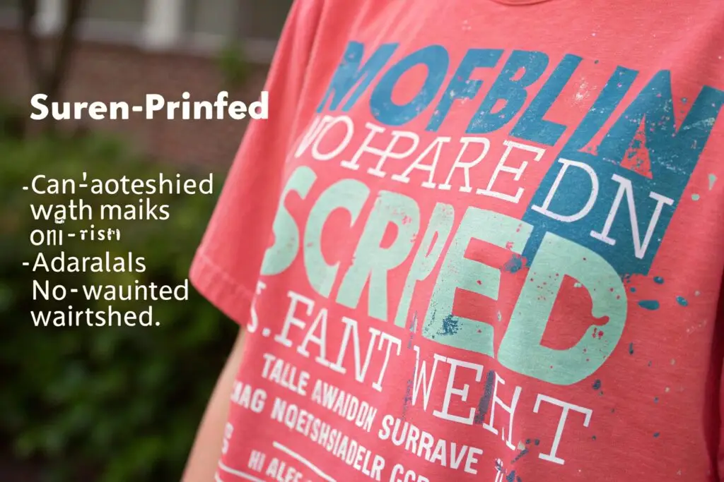Close-up of a t-shirt with vibrant screen print design