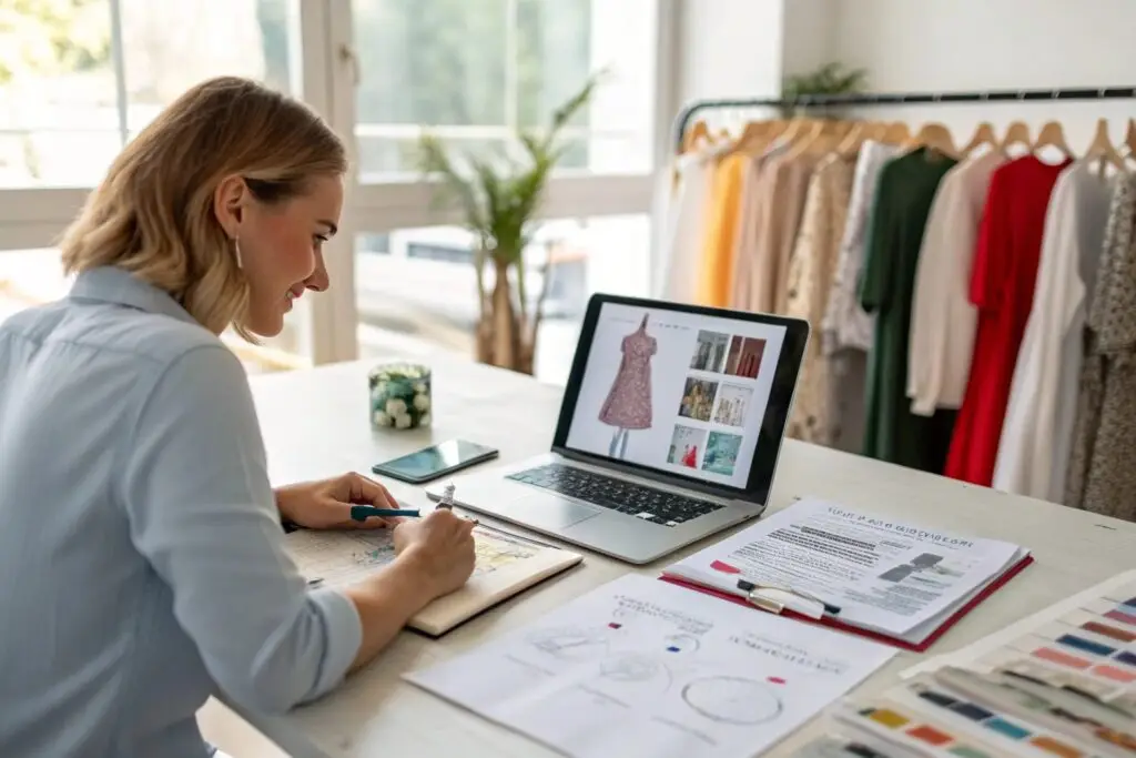 Fashion designer working on new clothing collection