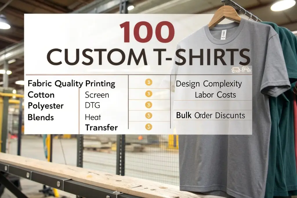 A detailed infographic illustrating the cost breakdown of custom t-shirt printing
