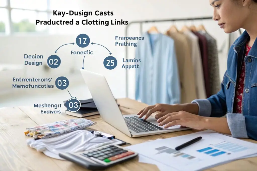 Fashion entrepreneur analyzing clothing production costs