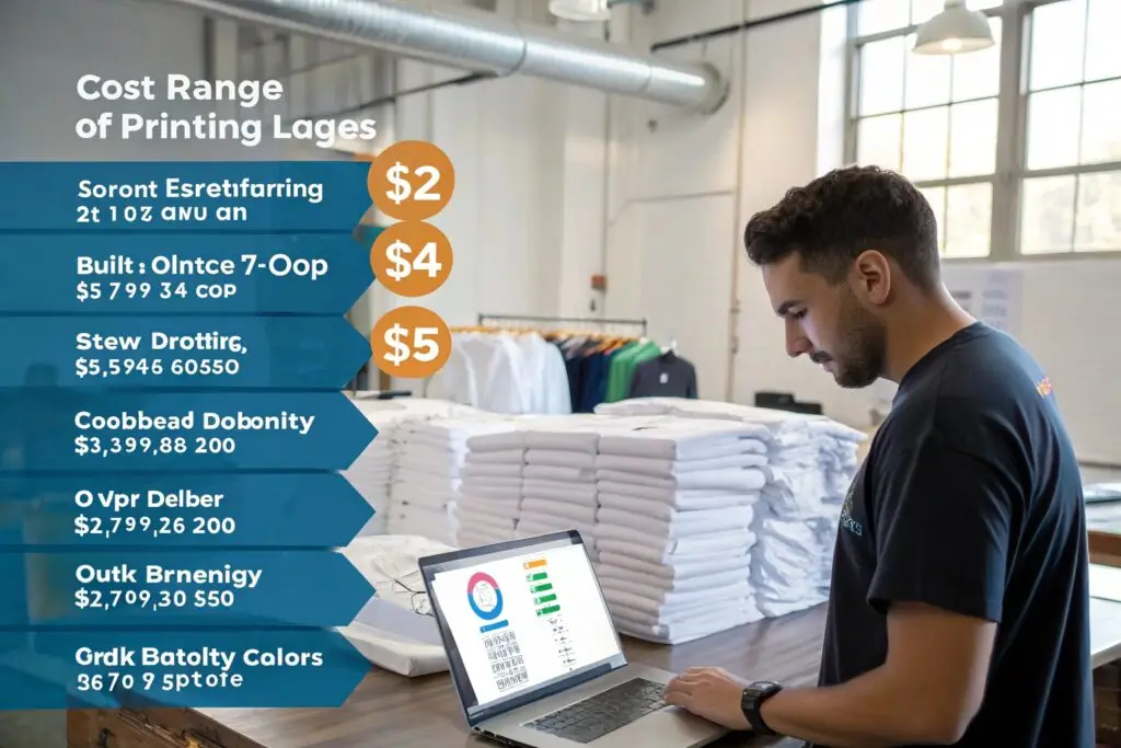 Digital infographic displaying the cost range of various printing techniques