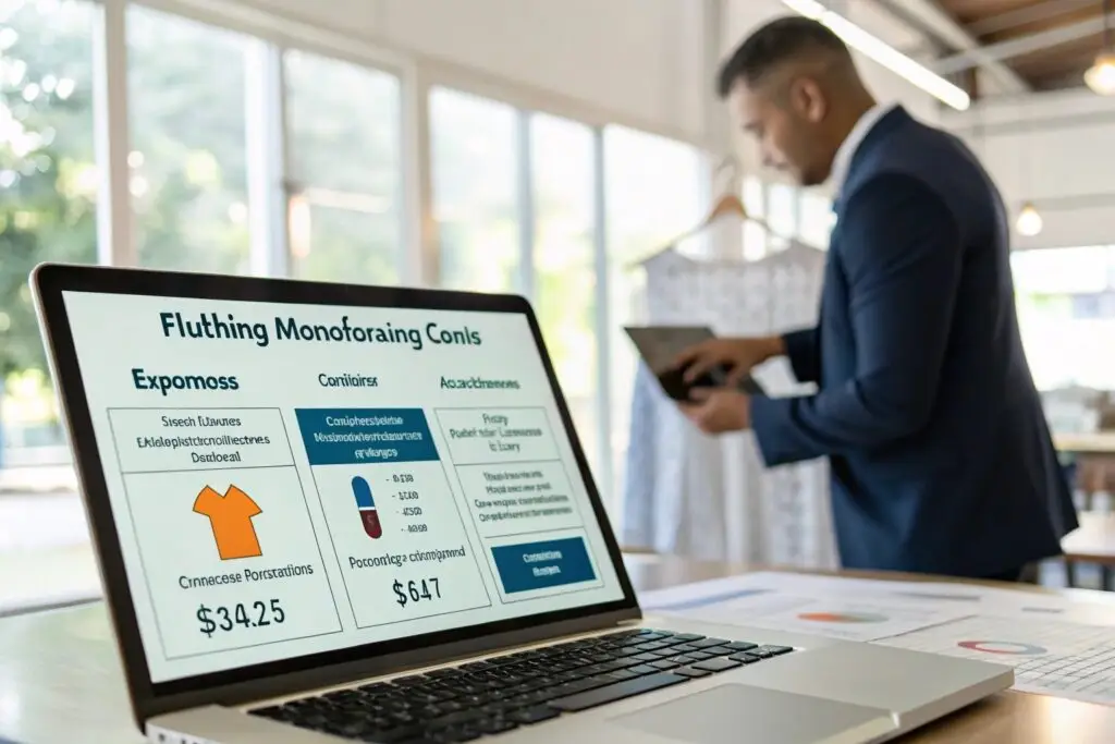 Digital infographic displaying key factors in clothing manufacturing costs