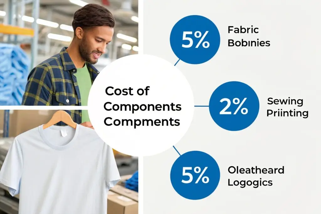 A digital infographic illustrating the cost components of garment production