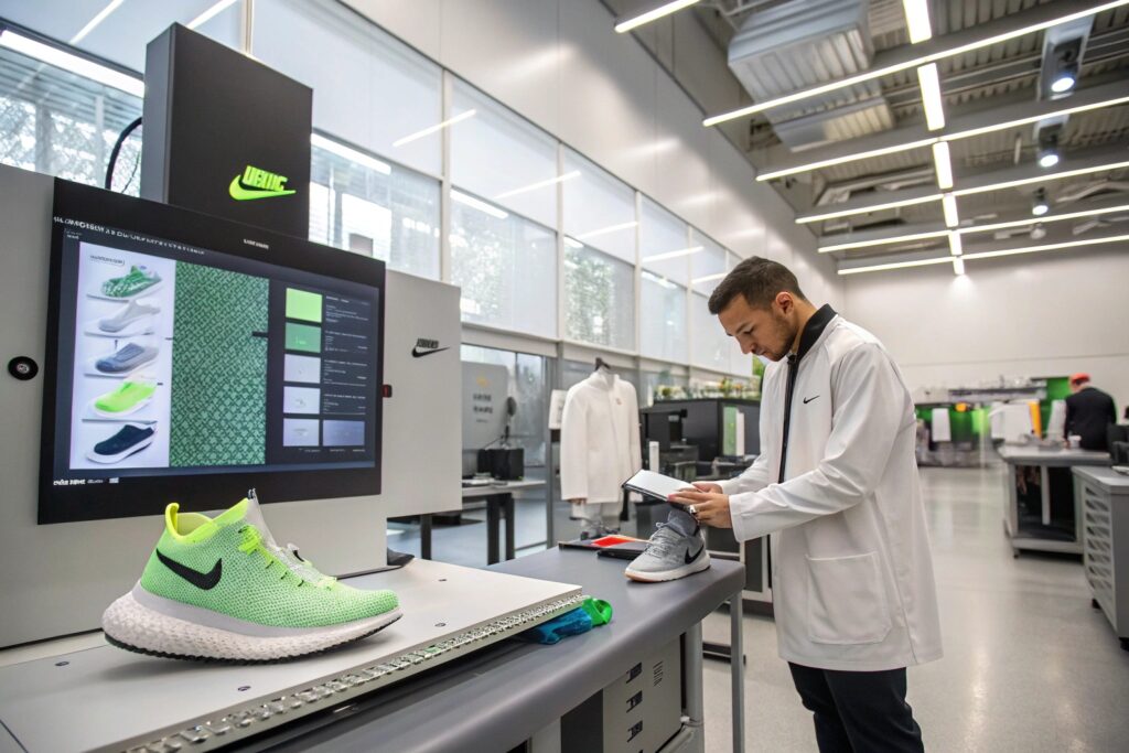 Futuristic design lab with sustainable sneaker production